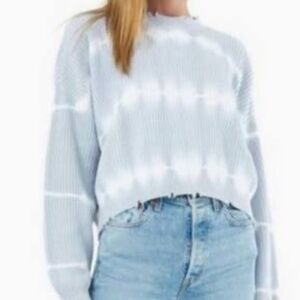 Pistola Tie Dye Distressed Cropped Sweater Blue - Small